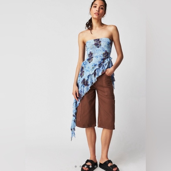 Free People Tops - Free people Taylor tube top purple floral mesh size large